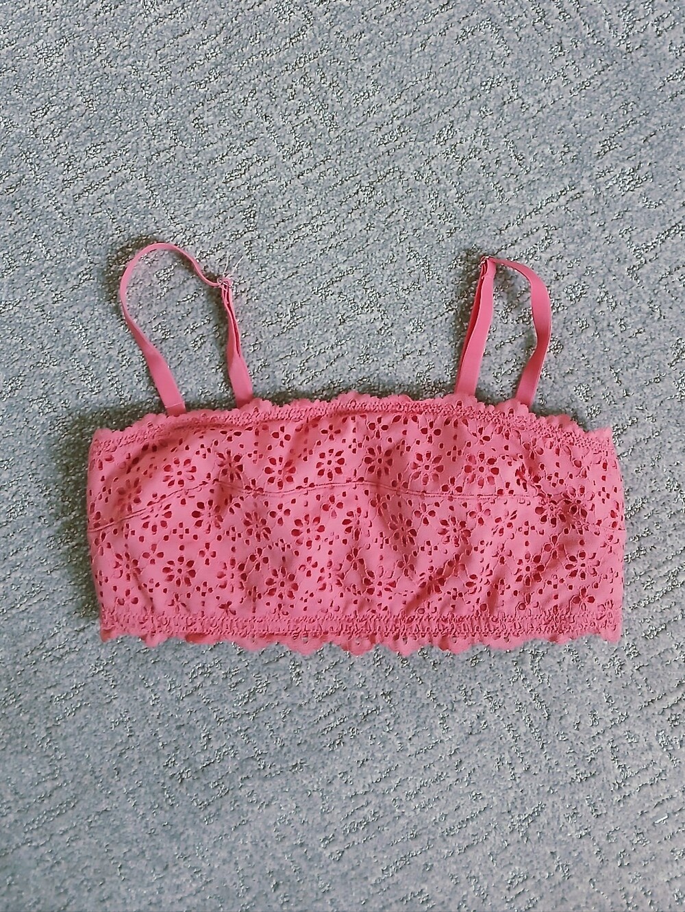 Coral Strapless Bra Lace Bandeau Bralette w/ Removable Straps Medium